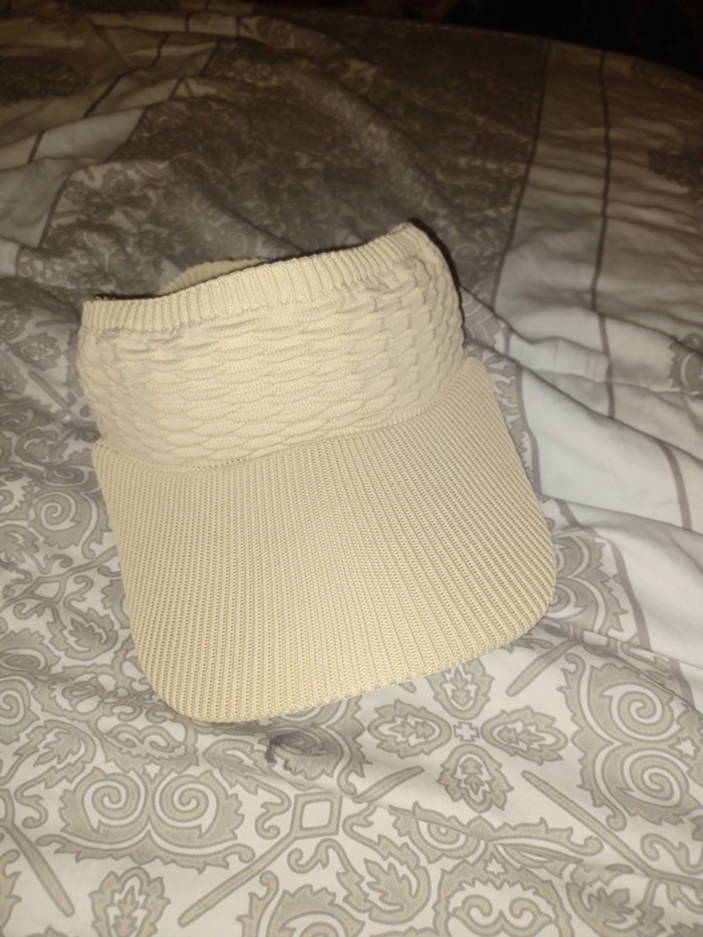 Cream Knit Visor Hat